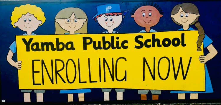 Handpainted banner Yamba Public School Enrolling Now