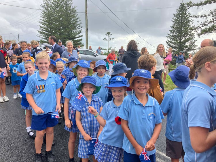 students at the ANZAC Day march