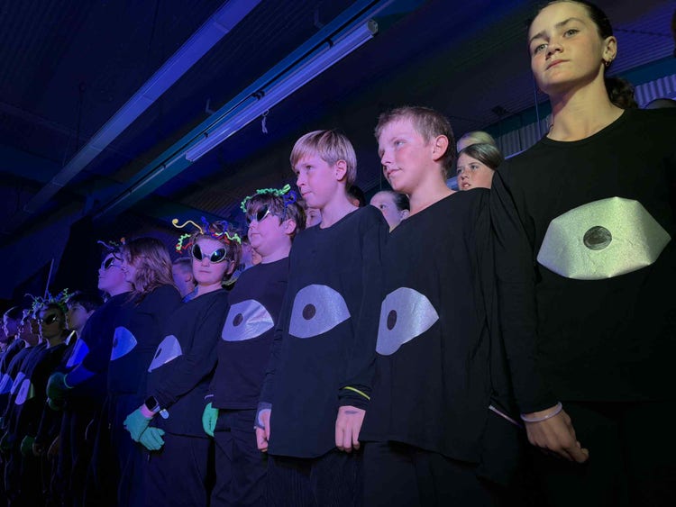 Photo of students dressed up for our Lost in Space Whole School Performance