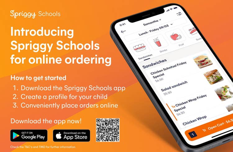 Spriggy Schools information for online ordering